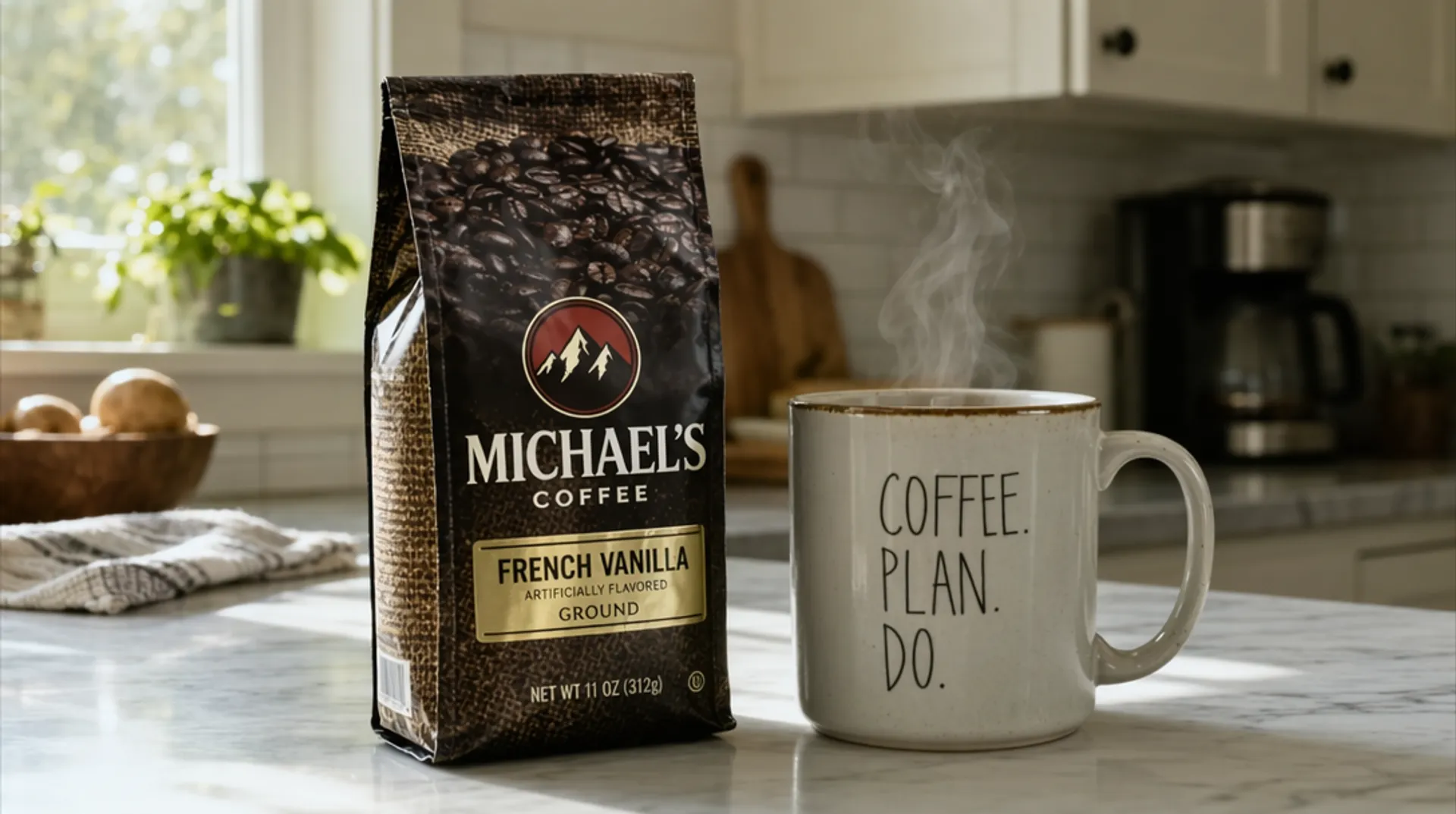 AI-generated product photograph with accurate brand labels and packaging text