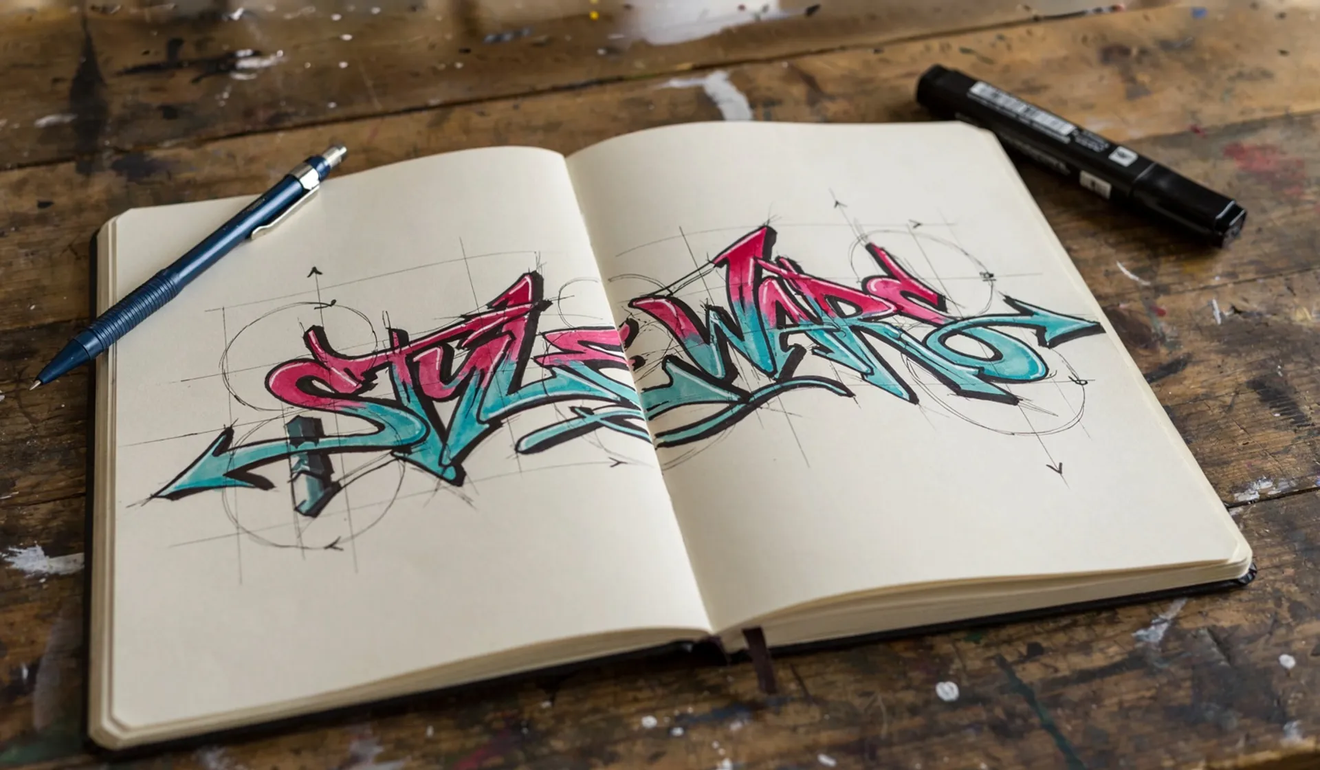 Graffiti blackbook wildstyle sketch