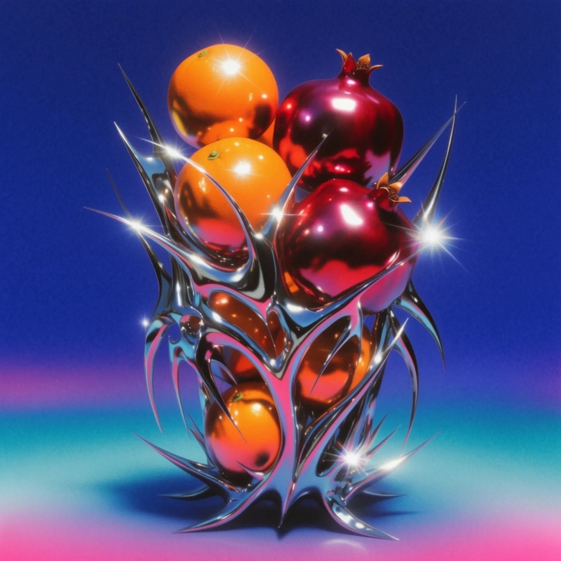 Y2K retro-futuristic still life