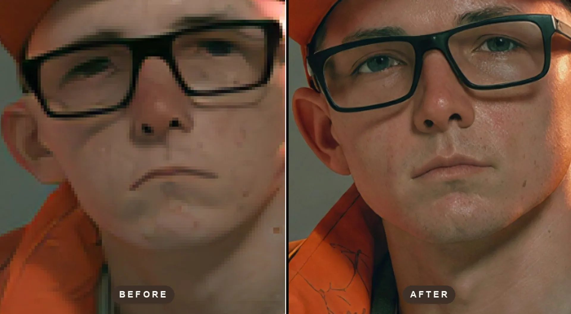 Topaz's own Bloom 2 comparison: a compressed portrait beside the same frame reimagined by Bloom 2
