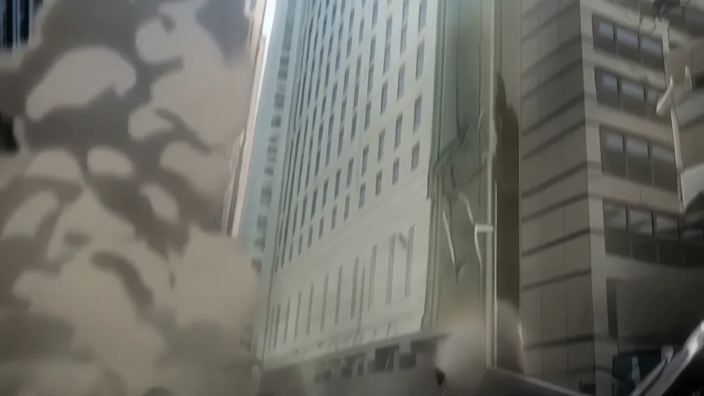 Kling 3.0 Omni: An animated mecha character arrives in a dramatic scene.