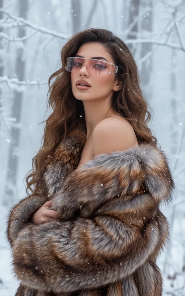 Fur coat fashion AI portrait