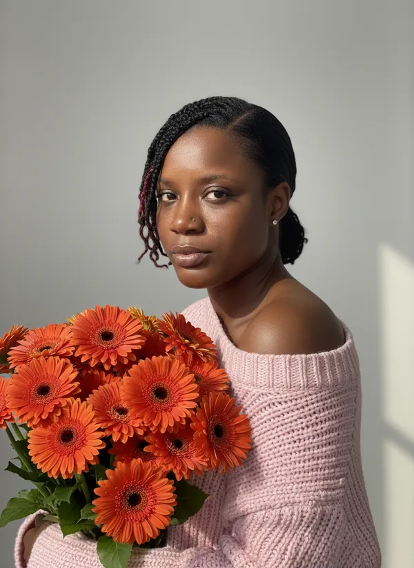 AI Bouquet Portrait Generator example 13 - bouquet style AI photo