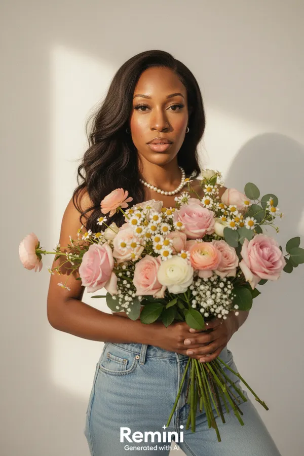 AI Bouquet Portrait Generator example 16 - bouquet style AI photo