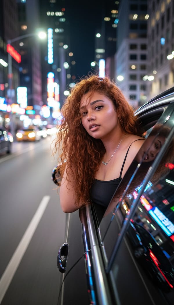 AI Night Drive Photo Generator example 16 - cinematic style AI photo