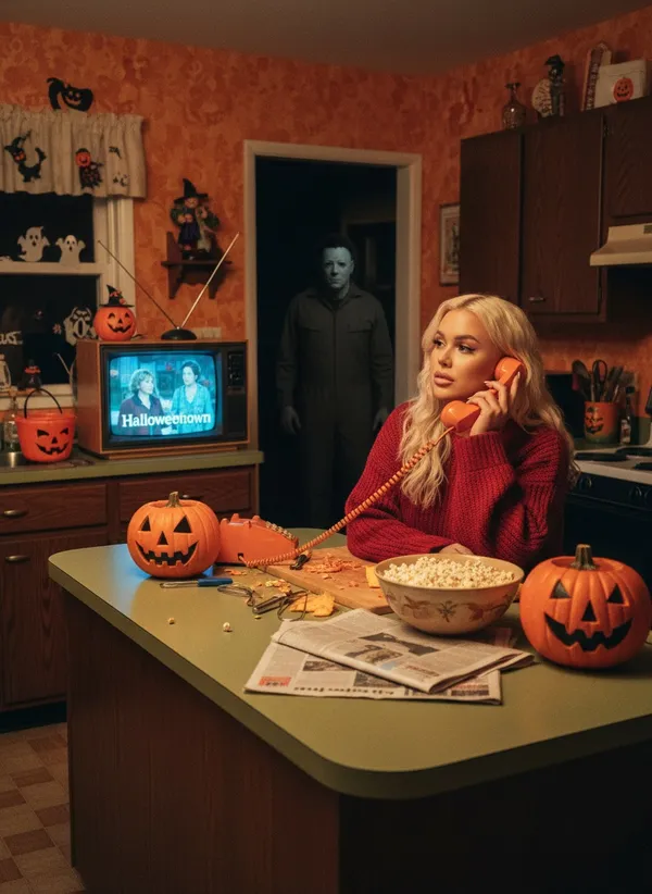Spooky Halloween AI portrait with horror aesthetics