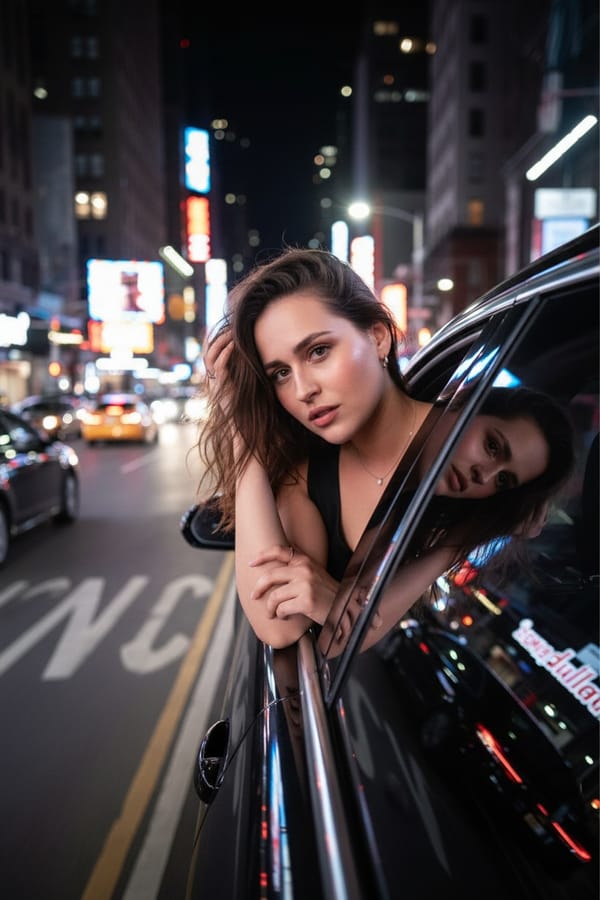 AI Night Drive Photo Generator example 14 - cinematic style AI photo