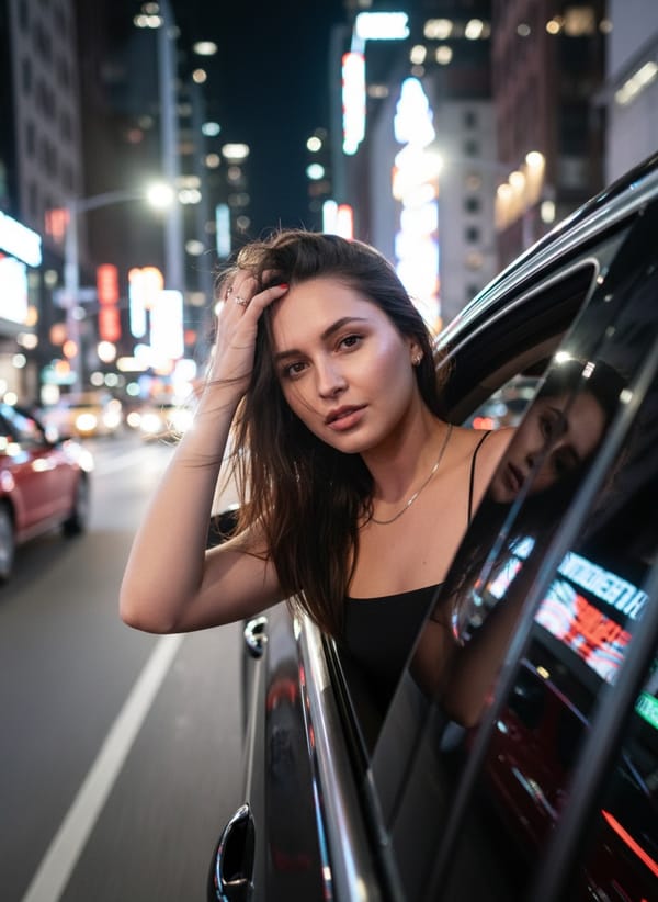 AI Night Drive Photo Generator example 18 - cinematic style AI photo
