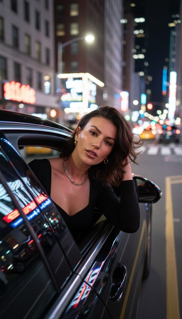 AI Night Drive Photo Generator example 17 - cinematic style AI photo