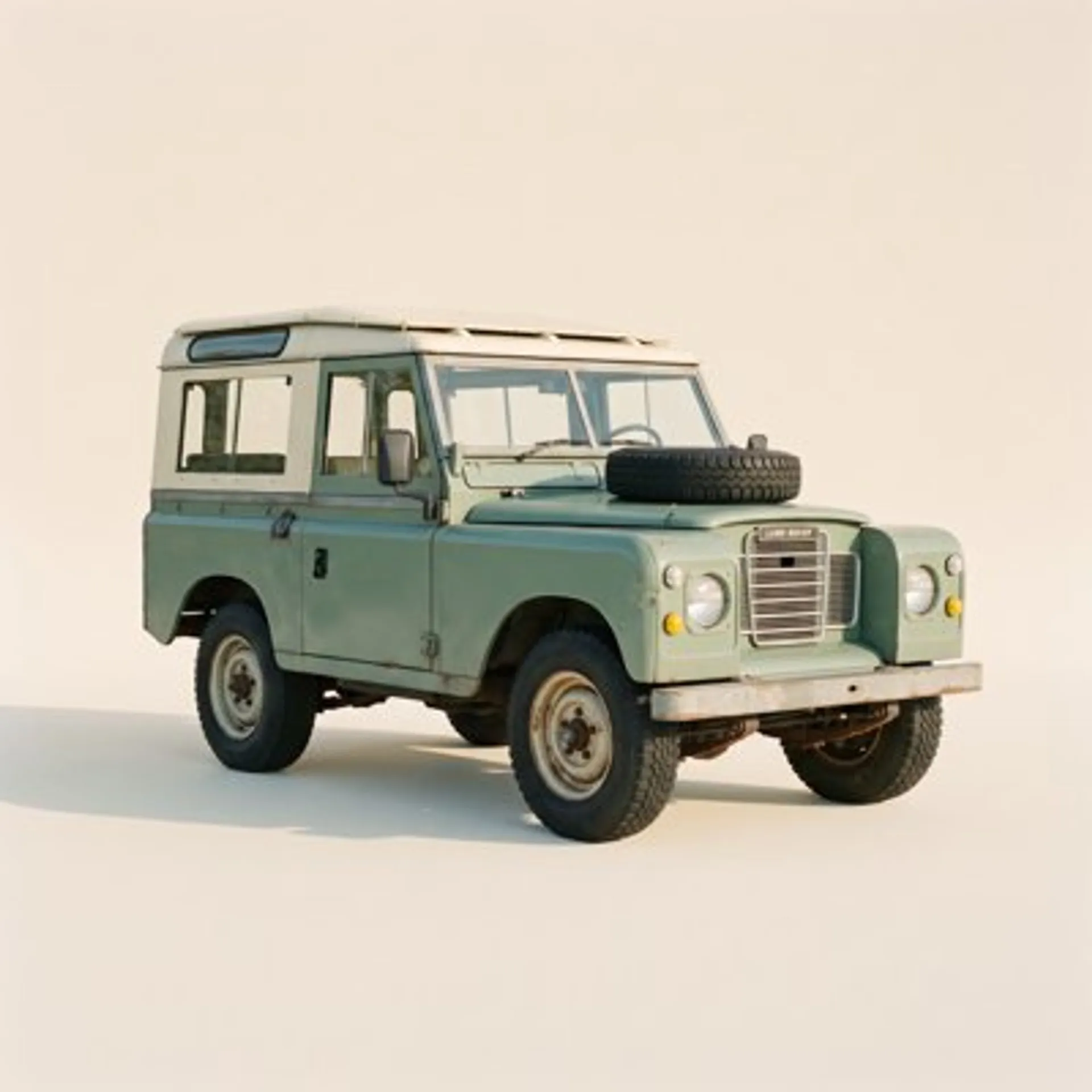 Reference 3: a vintage sage-green Land Rover